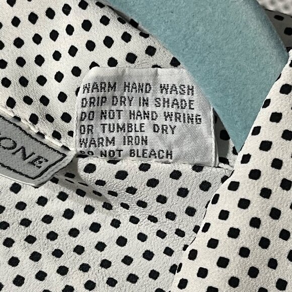 Evan-Picone Womens Black & White Polka Dot Button-Up Blouse Size 14 Long Sleeve - Picture 6 of 7